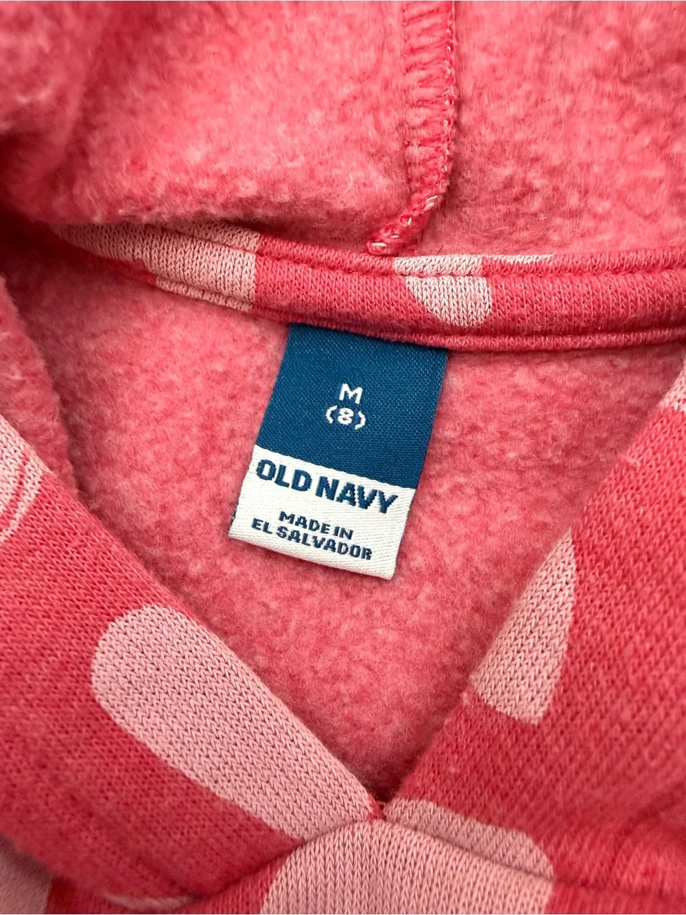 Old Navy Girls Pink Heart Print Pullover Hoodie Size 8